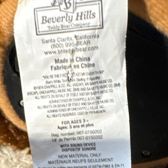 Beverly Hills Teddy Bear Animatronic Beary White Singing My Everything 11" Teste - Picture 5 of 7